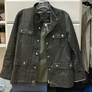 J. Crew Women's Olive Jacket with Gold Accents